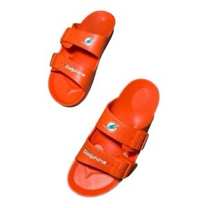 Miami Dolphins Women's Orange Double Buckle Slides Size 9/10 Shoes